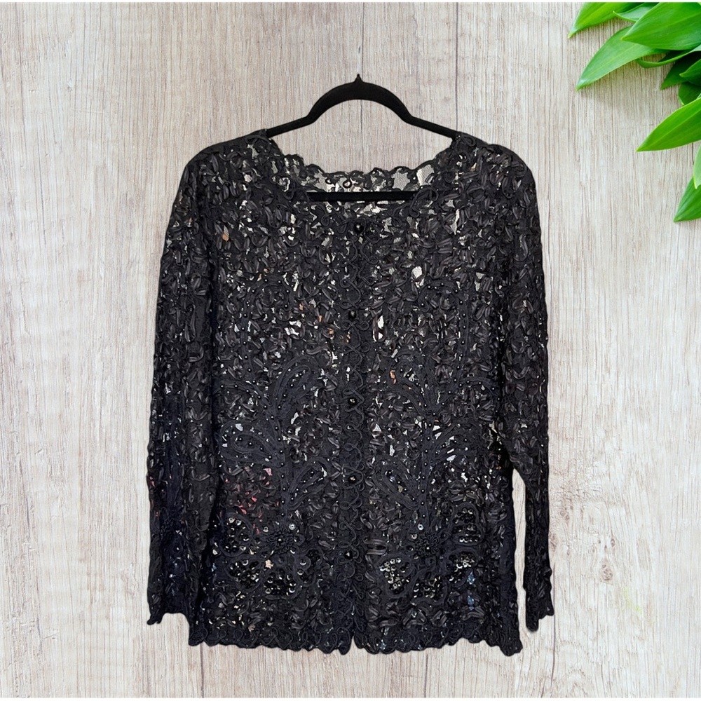 Great Holiday LACE & RIBBON CARDIGAN - Please See measurements